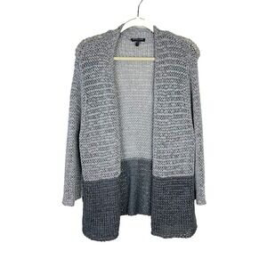 Eileen Fisher‎ Crochet Knit Open Front Cardigan Sweater Gray Coastal Capsule 1X